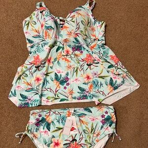 Elomi Multicolor Floral Tankini Top & Bottoms Plus Size